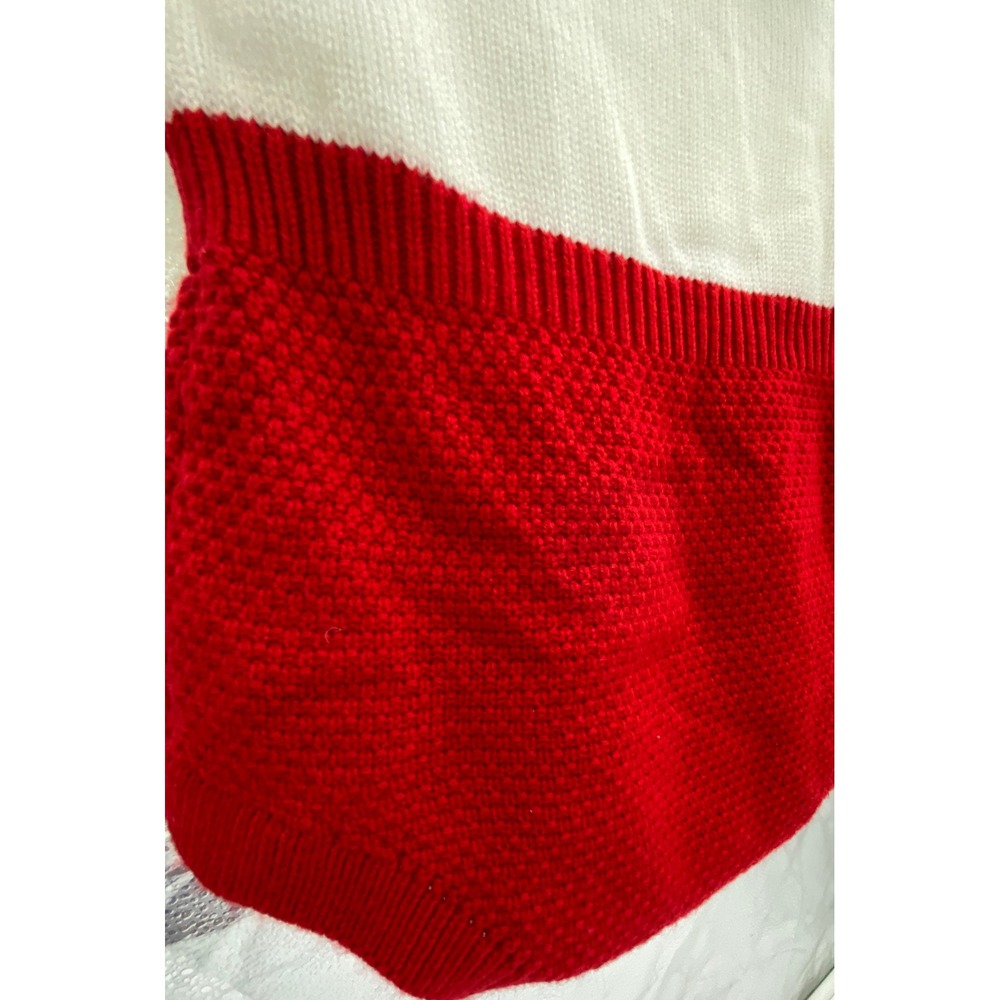 Isabella romper Red Cream Knit Ruffle Collar Long Sleeve Cotton One Piece - Picture 9 of 11